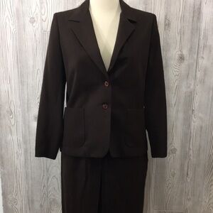 VINTAGE 80s Regal Brown Skirt Suit 14 Dark Academia Power Suit